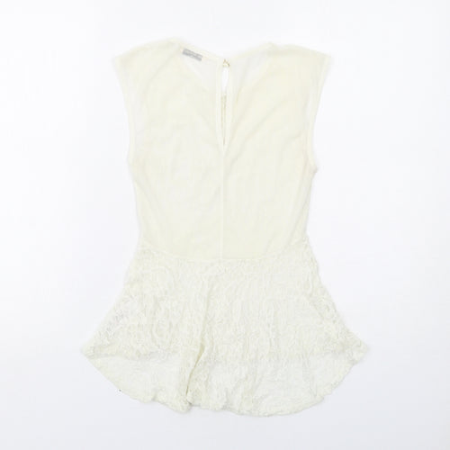 Miss Selfridge Womens Ivory Nylon Basic Tank Size 6 Round Neck
