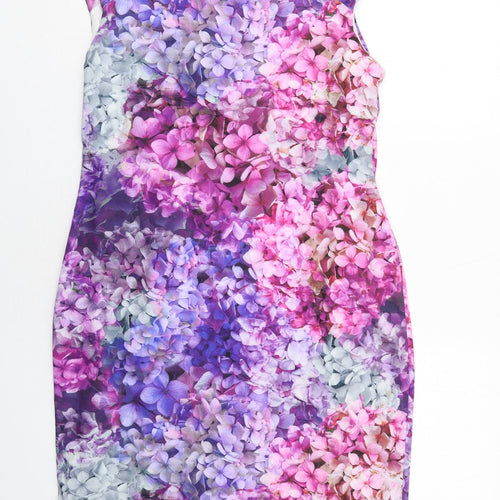M&Co Womens Multicoloured Floral Polyester Shift Size 16 V-Neck Pullover