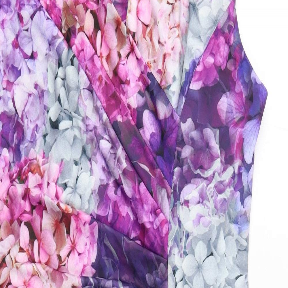 M&Co Womens Multicoloured Floral Polyester Shift Size 16 V-Neck Pullover