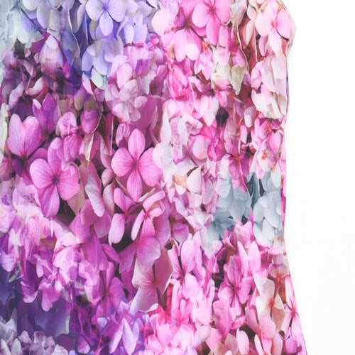M&Co Womens Multicoloured Floral Polyester Shift Size 16 V-Neck Pullover