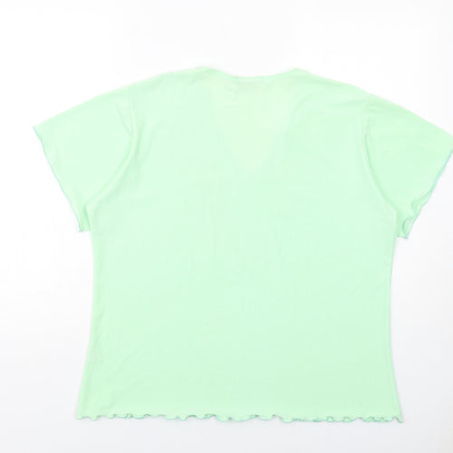 La Rochelle Womens Green Polyester Basic Blouse Size XL V-Neck
