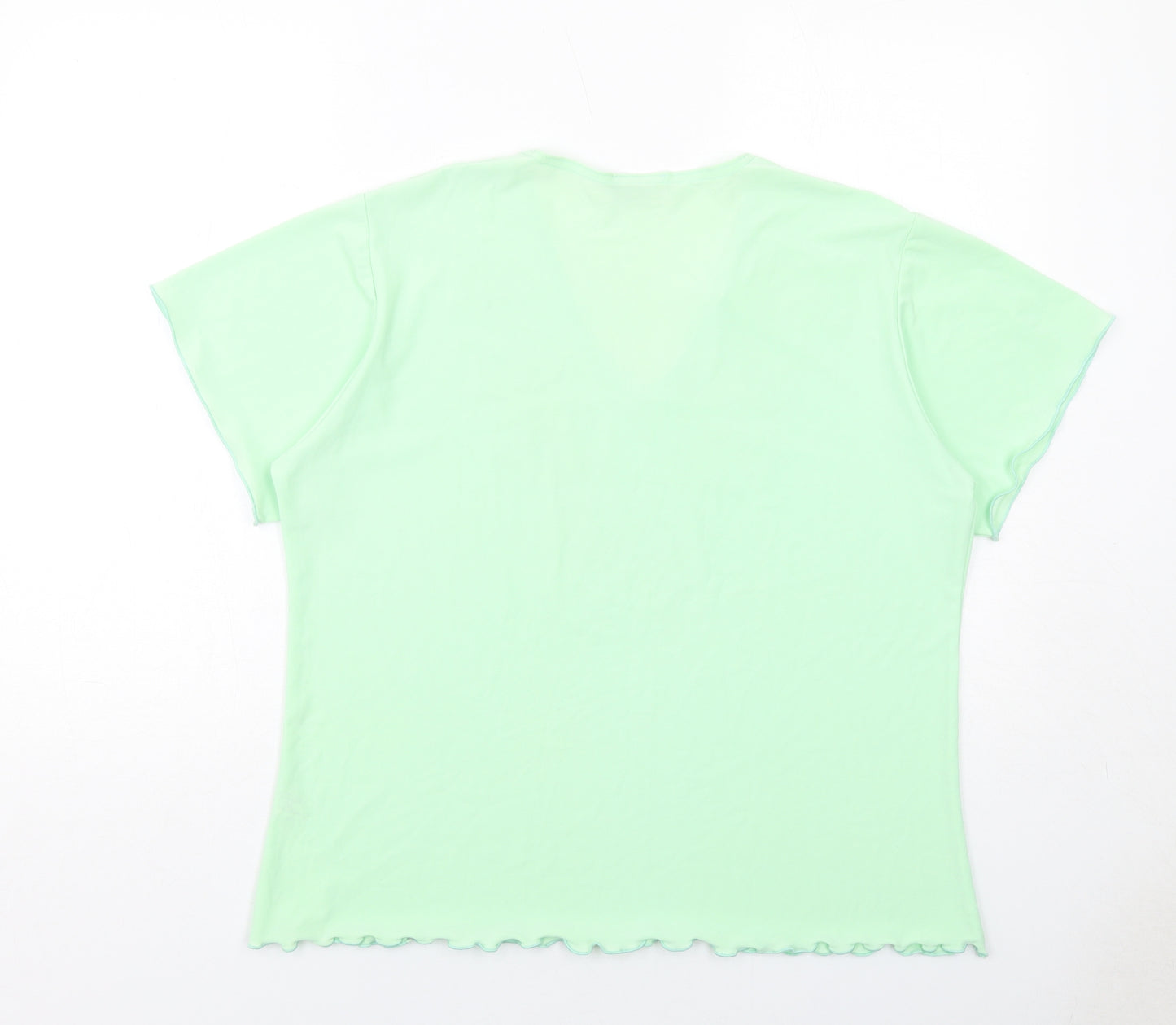 La Rochelle Womens Green Polyester Basic Blouse Size XL V-Neck