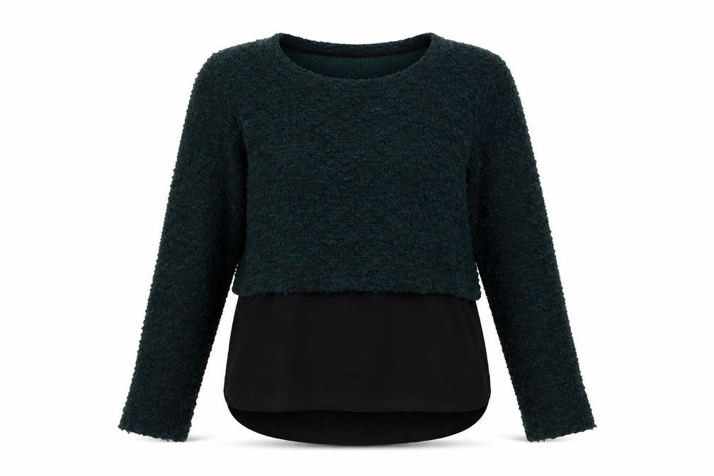 Front view of Next women’s green round neck acrylic jumper, size UK 8