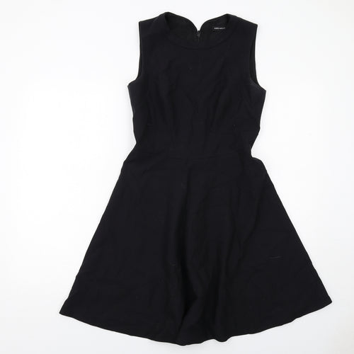 Karen Millen Womens Black Polyester Fit & Flare Size 10 Round Neck Zip