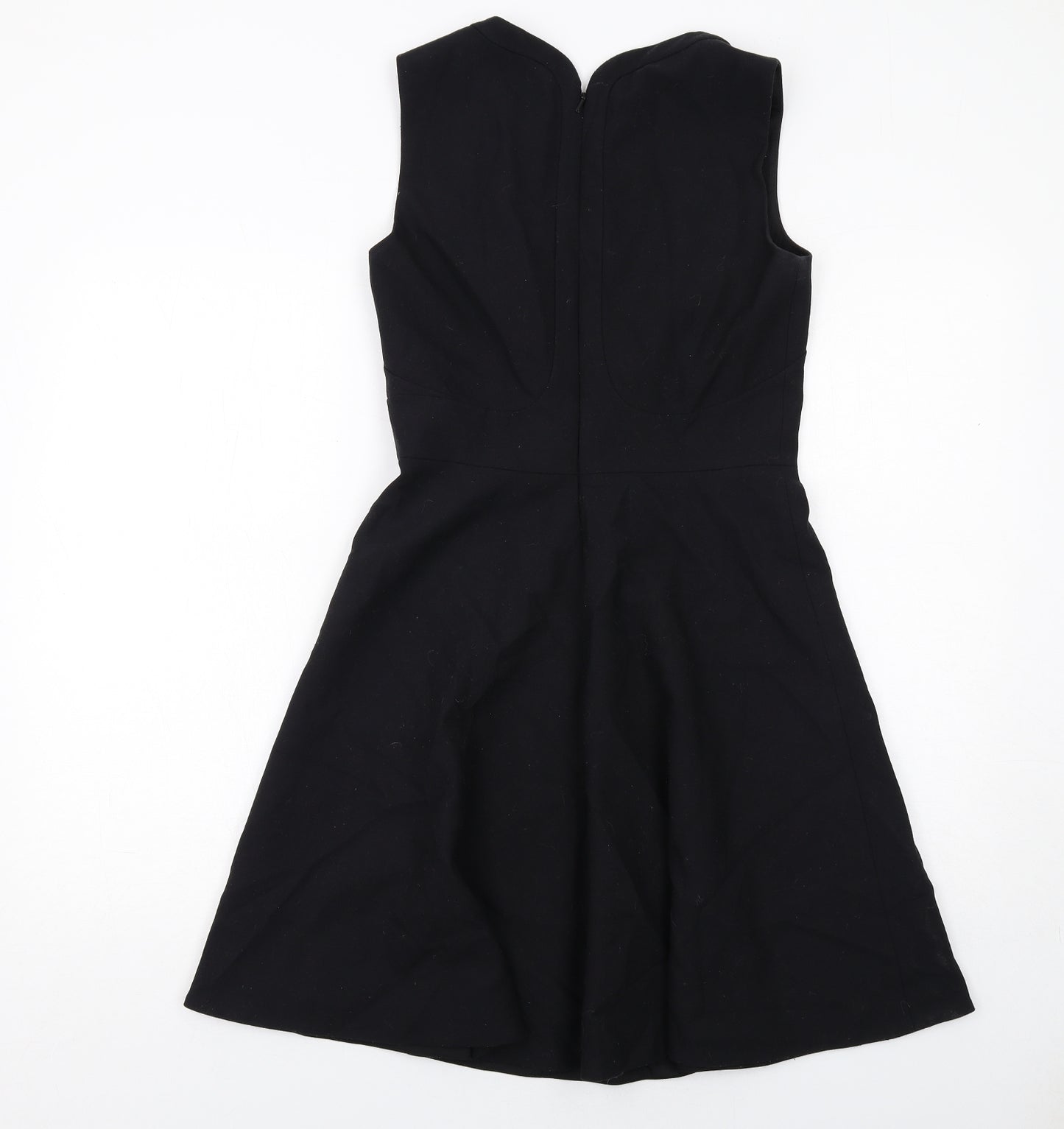 Karen Millen Womens Black Polyester Fit & Flare Size 10 Round Neck Zip
