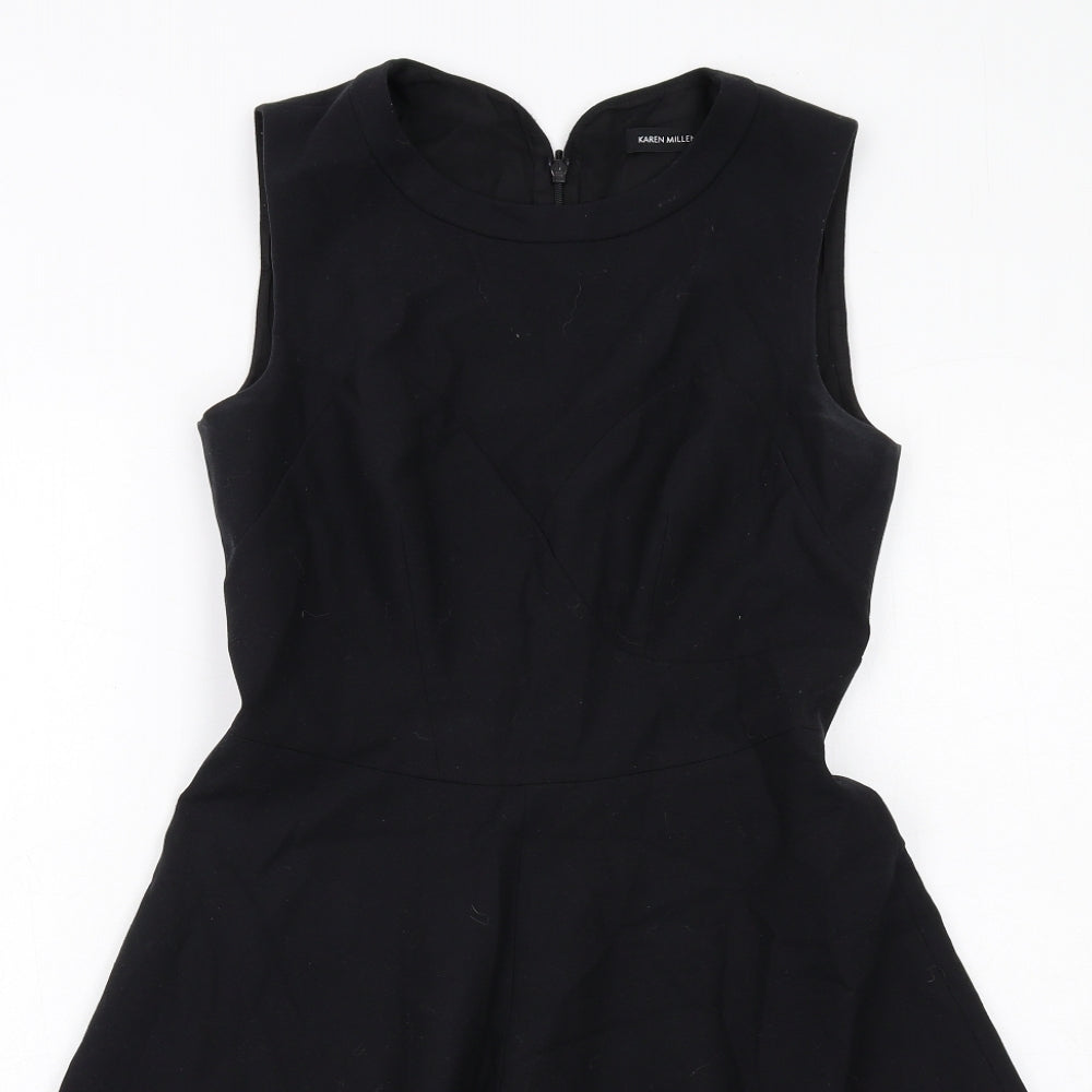 Karen Millen Womens Black Polyester Fit & Flare Size 10 Round Neck Zip
