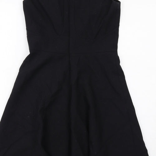 Karen Millen Womens Black Polyester Fit & Flare Size 10 Round Neck Zip