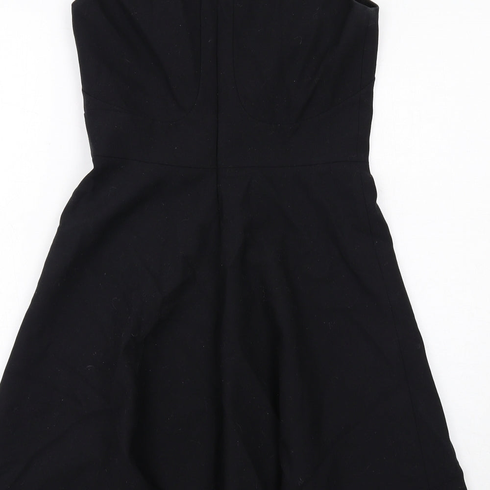 Karen Millen Womens Black Polyester Fit & Flare Size 10 Round Neck Zip