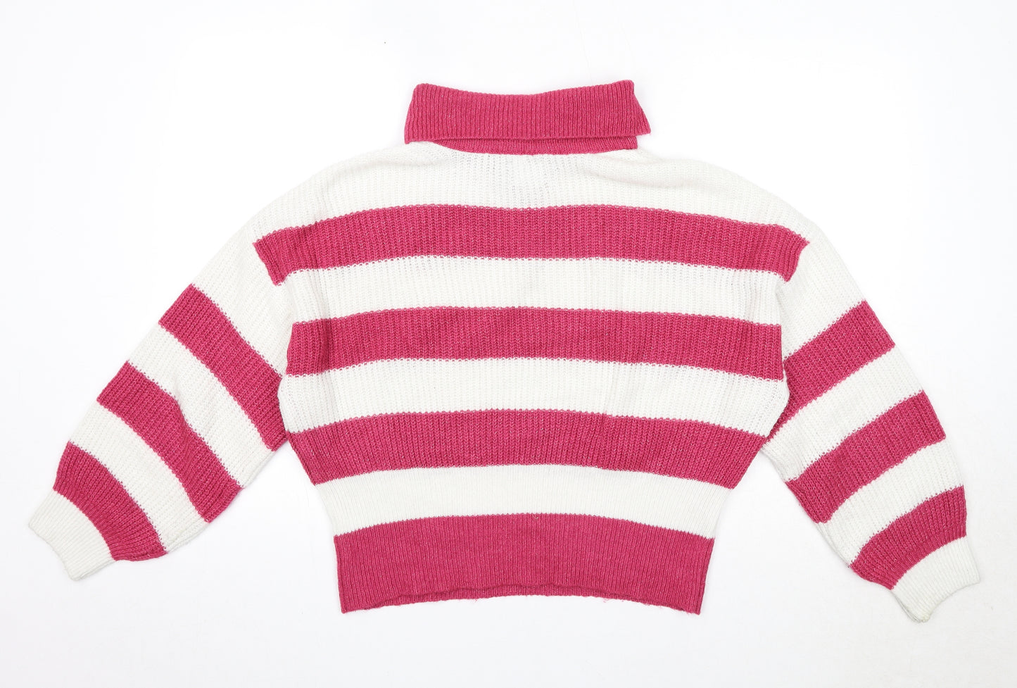 ASOS Womens Pink Collared Striped Acrylic Pullover Jumper Size 10