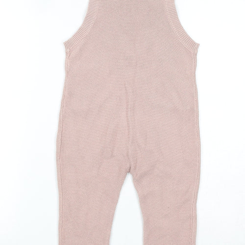 H&M Girls Pink Cotton Jumpsuit One-Piece Size 3 Years Button