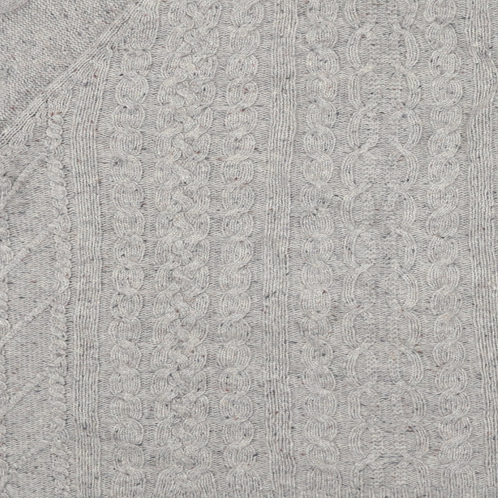 RJR.John Rocha Mens Grey Round Neck Wool Pullover Jumper Size L Long Sleeve