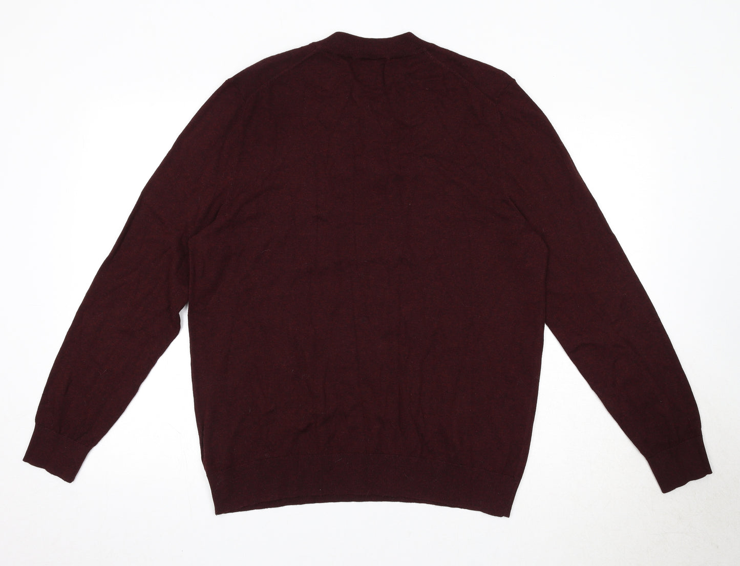 Burton Mens Red Round Neck Cotton Henley Jumper Size L Long Sleeve
