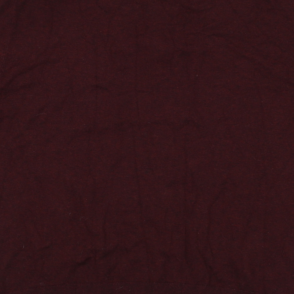 Burton Mens Red Round Neck Cotton Henley Jumper Size L Long Sleeve