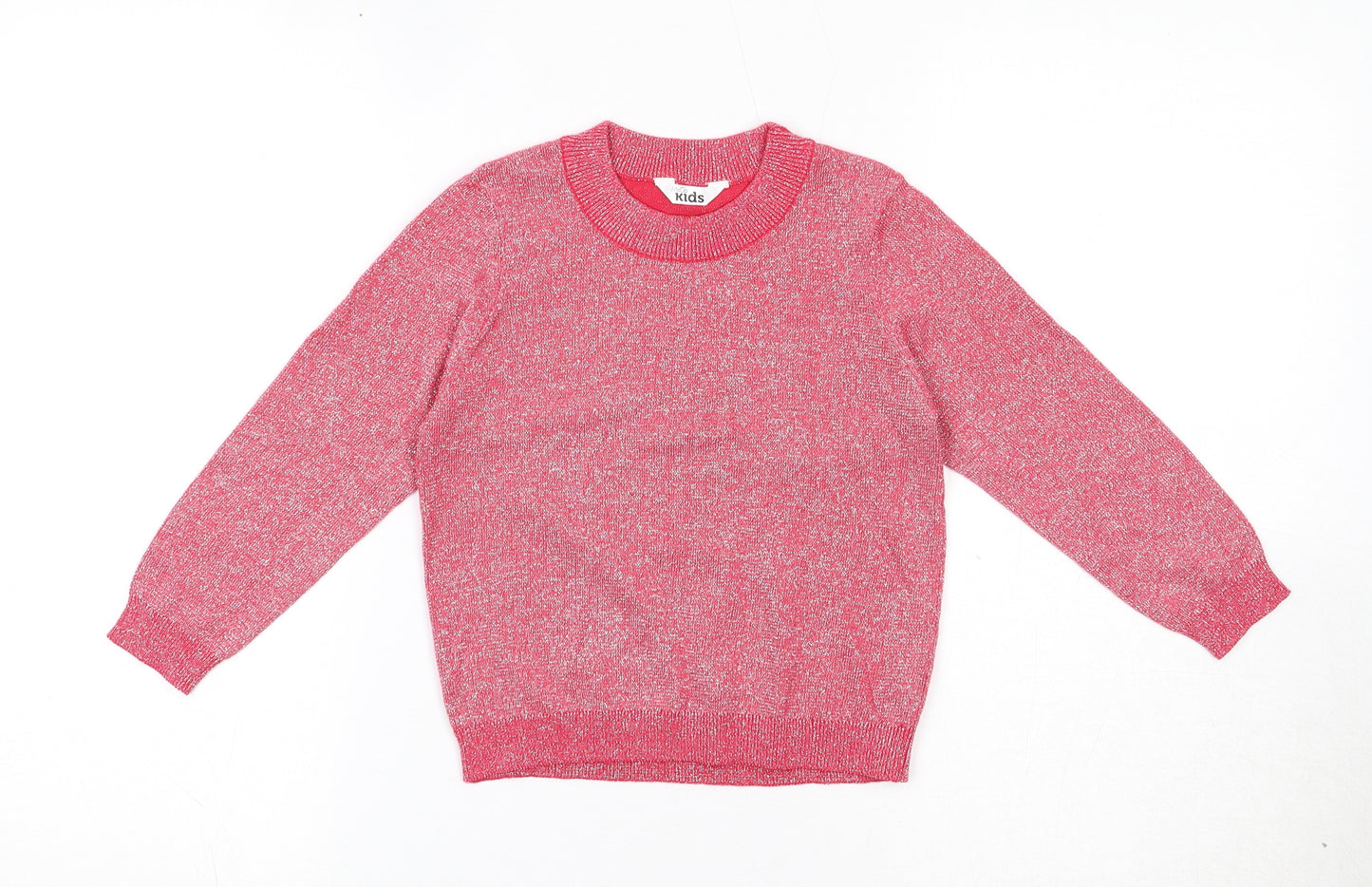 M&Co Girls Pink Crew Neck Cotton Pullover Jumper Size 4-5 Years Pullover