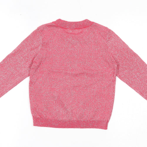 M&Co Girls Pink Crew Neck Cotton Pullover Jumper Size 4-5 Years Pullover