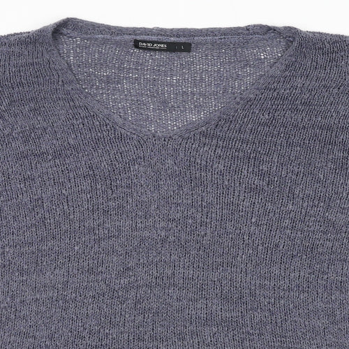 David Jones Womens Blue V-Neck Acrylic Pullover Jumper Size L