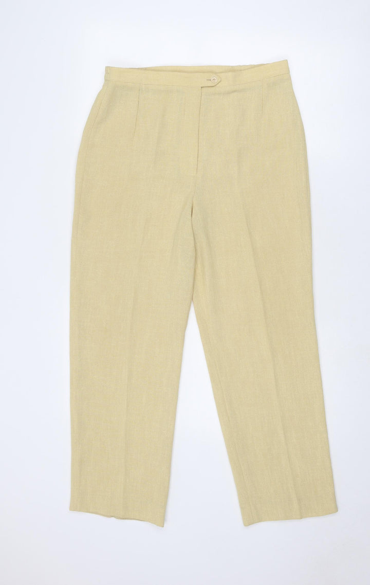 Libra Womens Yellow Polyester Trousers Size 12 Regular Zip