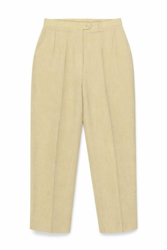 Front view of Libra women’s yellow polyester trousers, size UK 12, regular zip