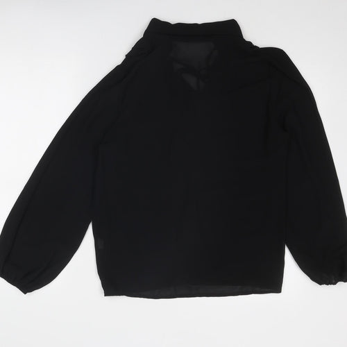 Boohoo Womens Black Polyester Basic Blouse Size 12 V-Neck