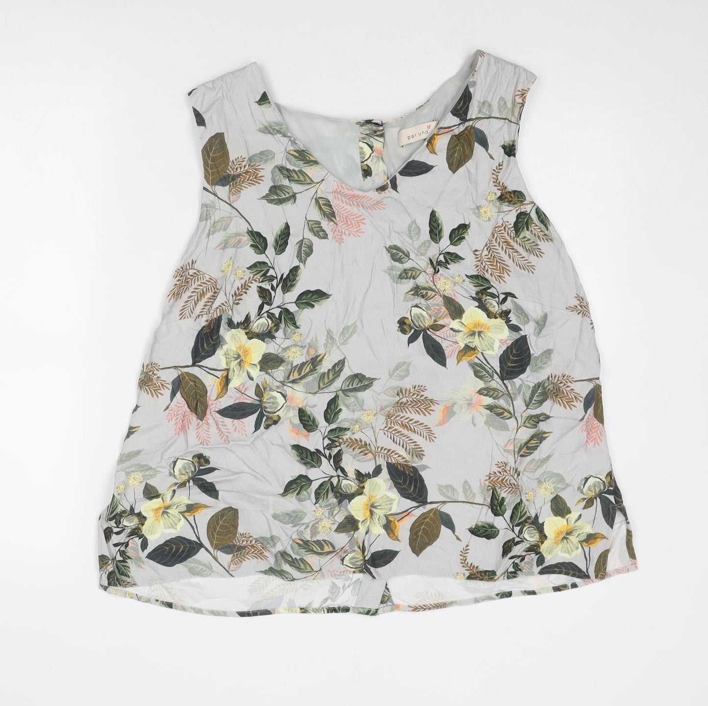 Per Una Womens Grey Floral Viscose Basic Blouse Size 20 Boat Neck