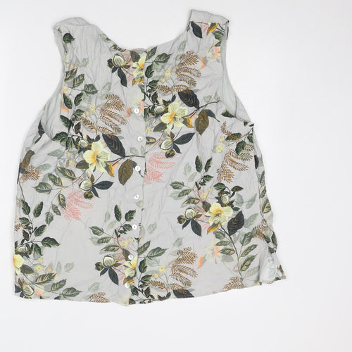 Per Una Womens Grey Floral Viscose Basic Blouse Size 20 Boat Neck