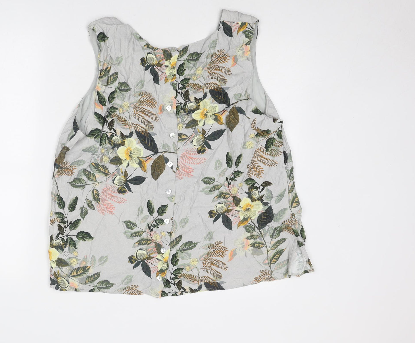 Per Una Womens Grey Floral Viscose Basic Blouse Size 20 Boat Neck