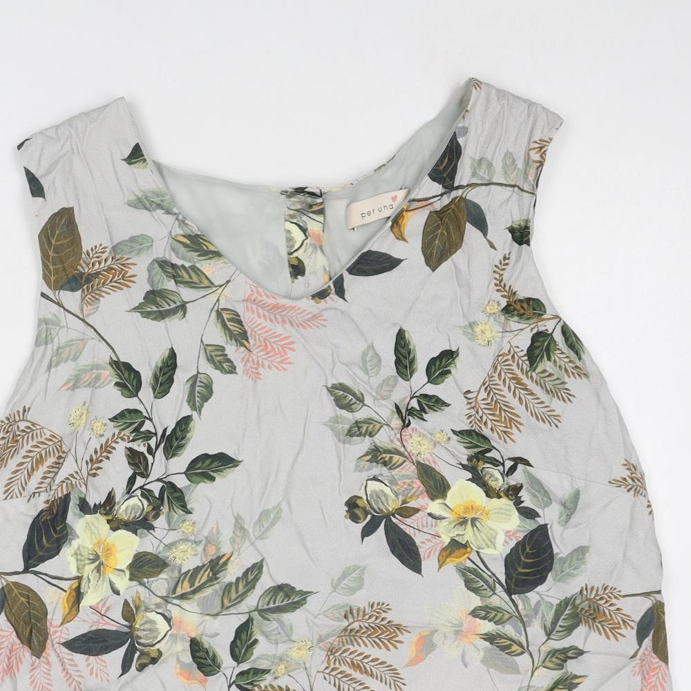 Per Una Womens Grey Floral Viscose Basic Blouse Size 20 Boat Neck
