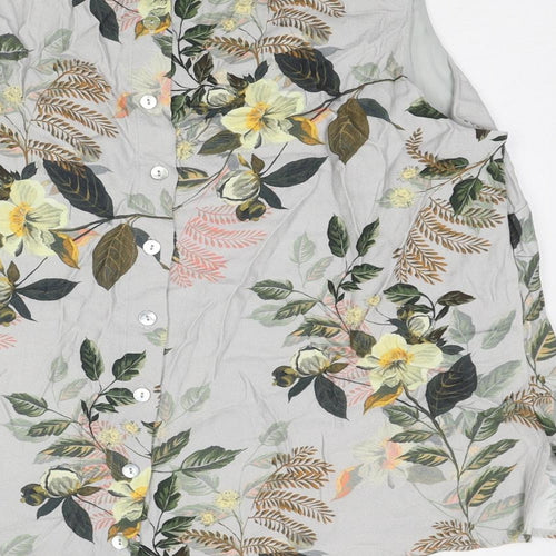 Per Una Womens Grey Floral Viscose Basic Blouse Size 20 Boat Neck