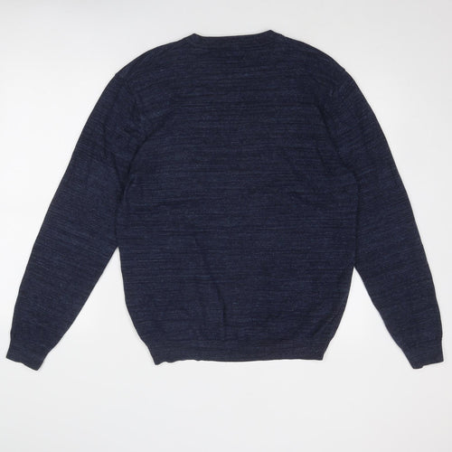 NEXT Mens Blue Round Neck Cotton Pullover Jumper Size L Long Sleeve