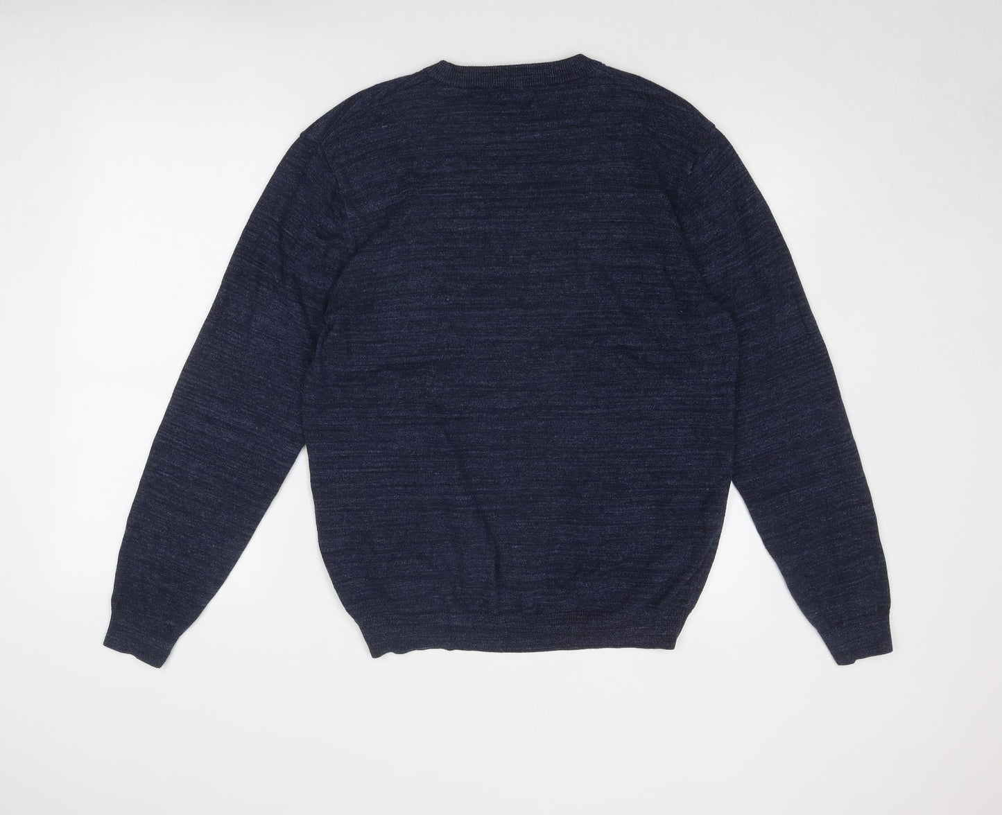 NEXT Mens Blue Round Neck Cotton Pullover Jumper Size L Long Sleeve