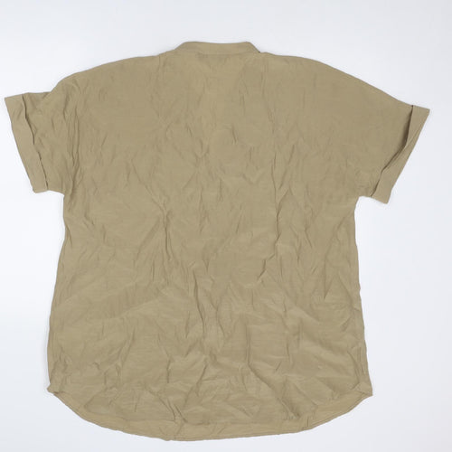 Marks and Spencer Womens Beige Polyester Basic Blouse Size 16 V-Neck