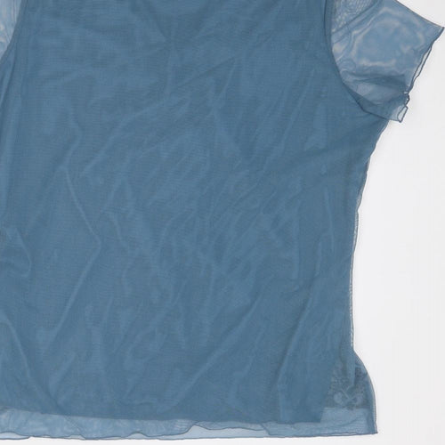 Anne Smith Womens Blue Polyester Basic Blouse Size 18 V-Neck