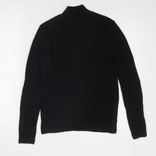 b.young Womens Black Mock Neck Cotton Pullover Jumper Size S