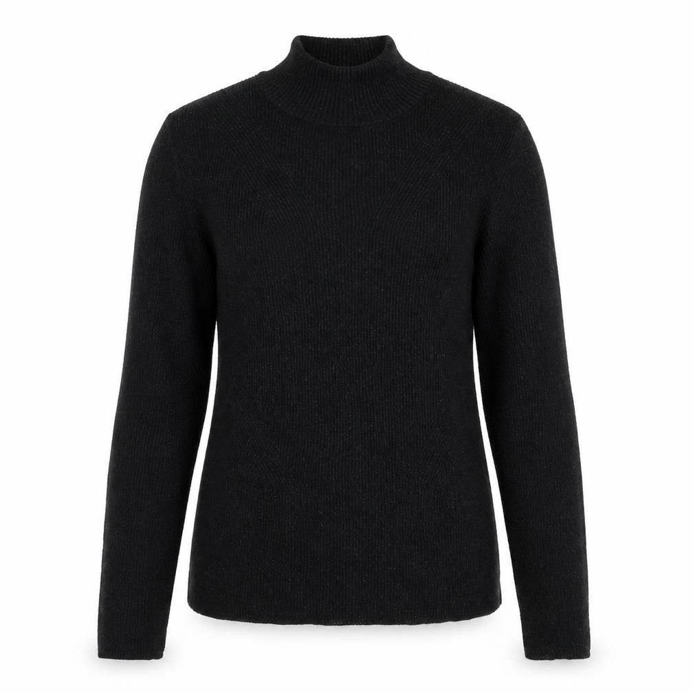 Front view of b.young women’s black mock neck cotton jumper, size S