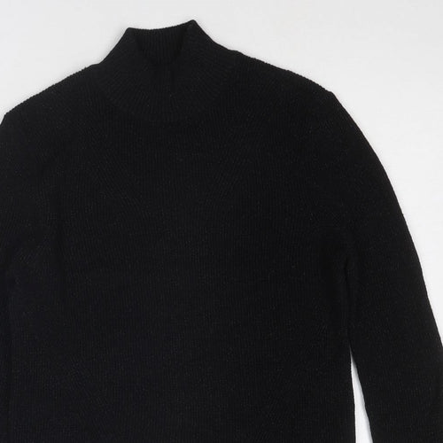 b.young Womens Black Mock Neck Cotton Pullover Jumper Size S