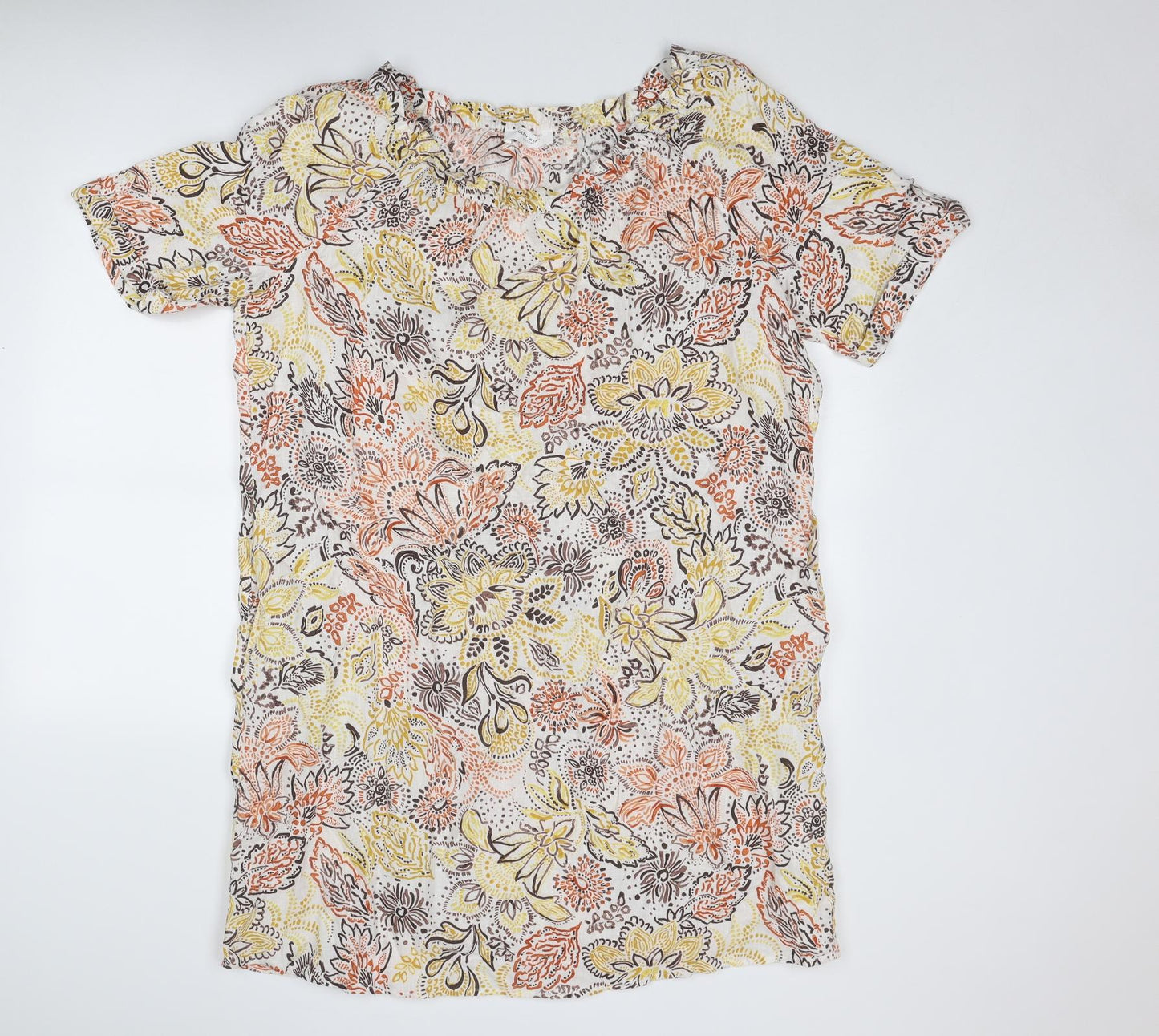 Gerry Weber Womens Multicoloured Floral Linen A-Line Size 16 Round Neck Pullover