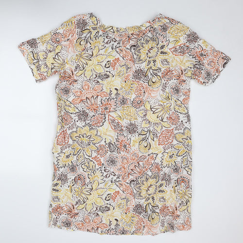 Gerry Weber Womens Multicoloured Floral Linen A-Line Size 16 Round Neck Pullover