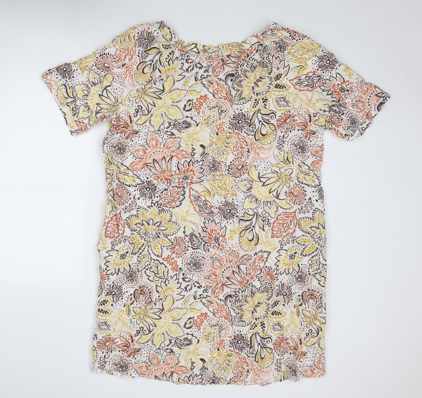 Gerry Weber Womens Multicoloured Floral Linen A-Line Size 16 Round Neck Pullover