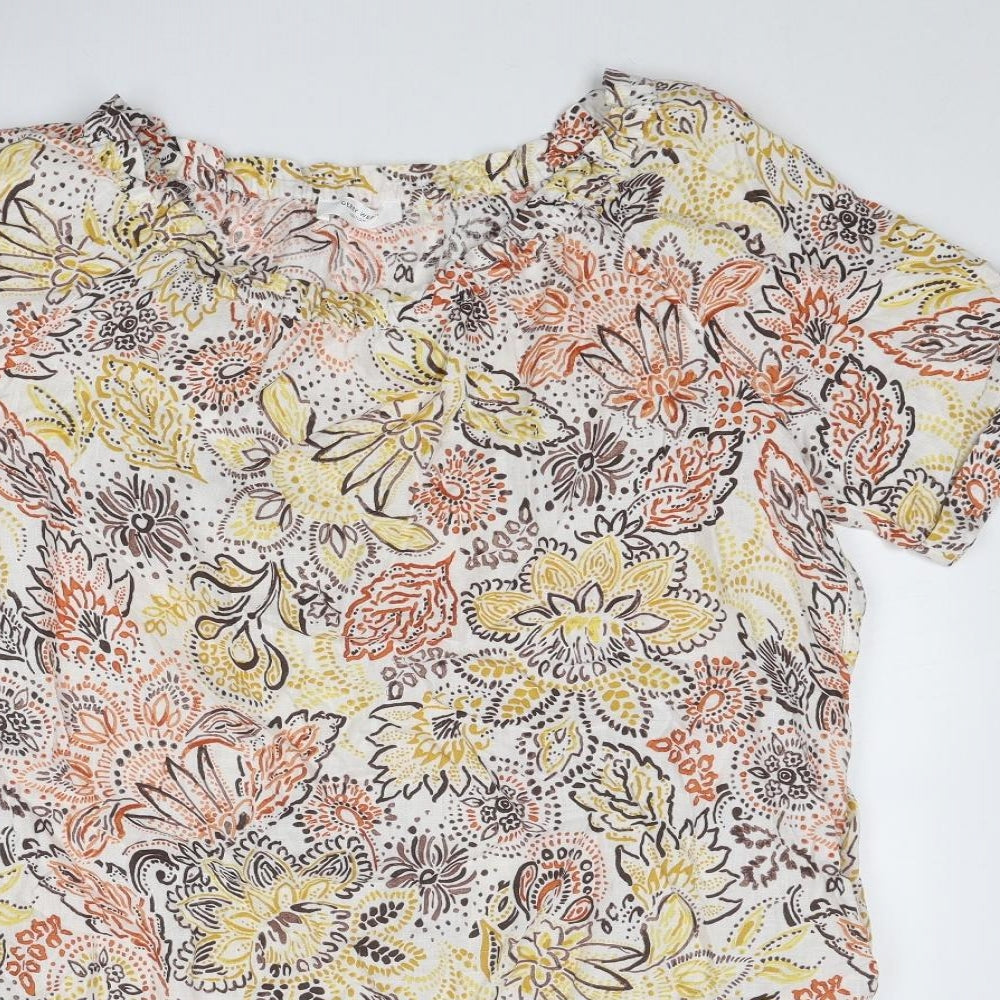 Gerry Weber Womens Multicoloured Floral Linen A-Line Size 16 Round Neck Pullover