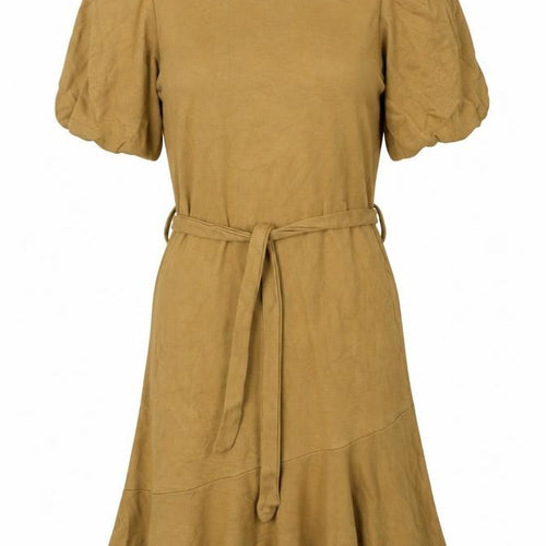 NEXT Womens Brown Viscose Skater Dress Size 12 Round Neck Button