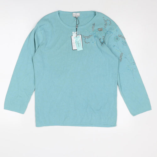 Tiffany Womens Blue Viscose Basic Blouse Size 18 Boat Neck - Ribbed Size 18-20