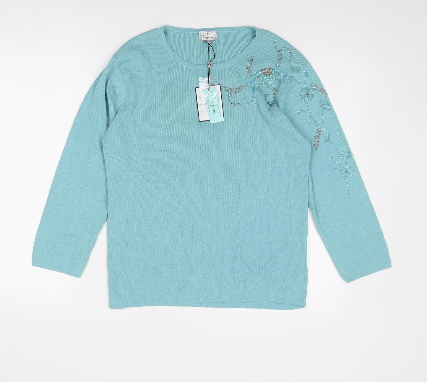 Tiffany Womens Blue Viscose Basic Blouse Size 18 Boat Neck - Ribbed Size 18-20