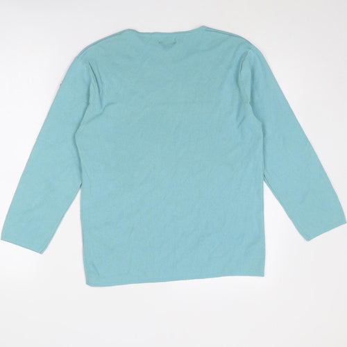 Tiffany Womens Blue Viscose Basic Blouse Size 18 Boat Neck - Ribbed Size 18-20