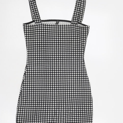 Divided by H&M Womens Black Gingham Polyester Pinafore/Dungaree Dress Size S Square Neck Pullover