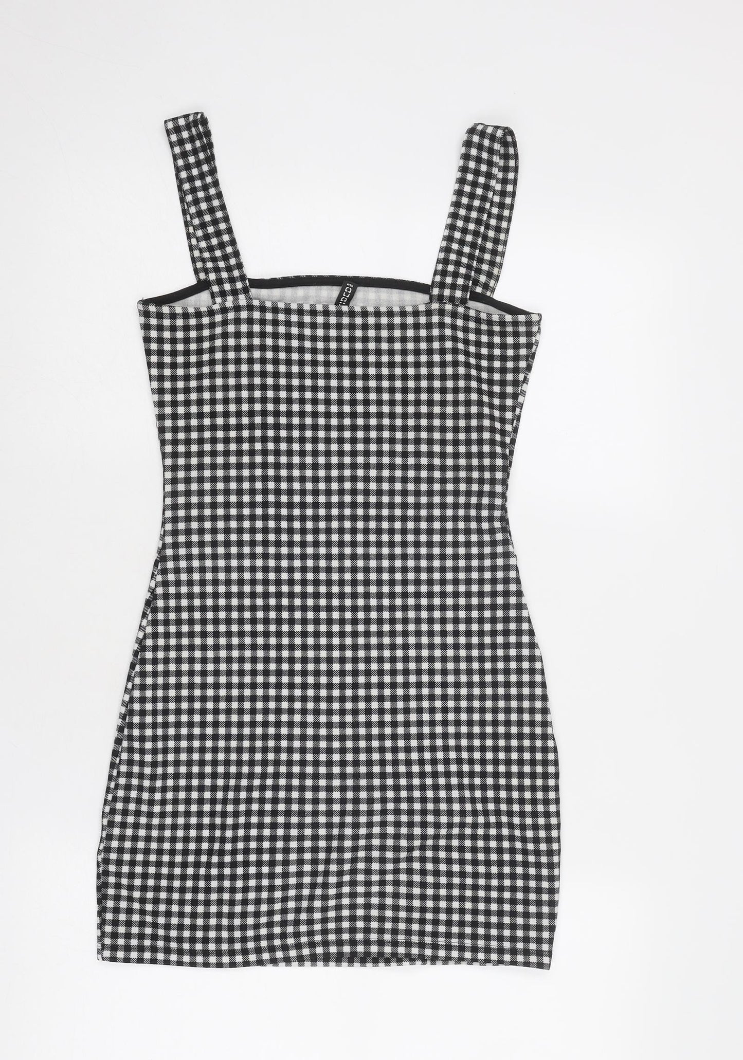 Divided by H&M Womens Black Gingham Polyester Pinafore/Dungaree Dress Size S Square Neck Pullover