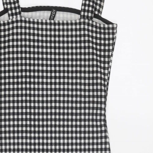 Divided by H&M Womens Black Gingham Polyester Pinafore/Dungaree Dress Size S Square Neck Pullover