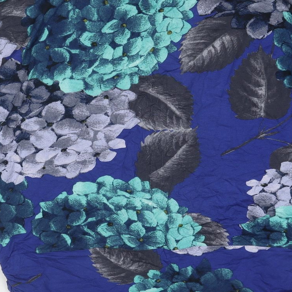 Phase Eight Womens Blue Floral Viscose Basic Blouse Size 16 Boat Neck