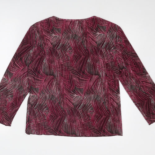 CC Womens Red Geometric Polyester Basic Blouse Size L Boat Neck