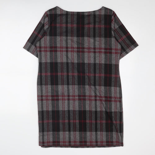 Red Herring Womens Grey Plaid Polyester Shift Size 16 Round Neck Pullover