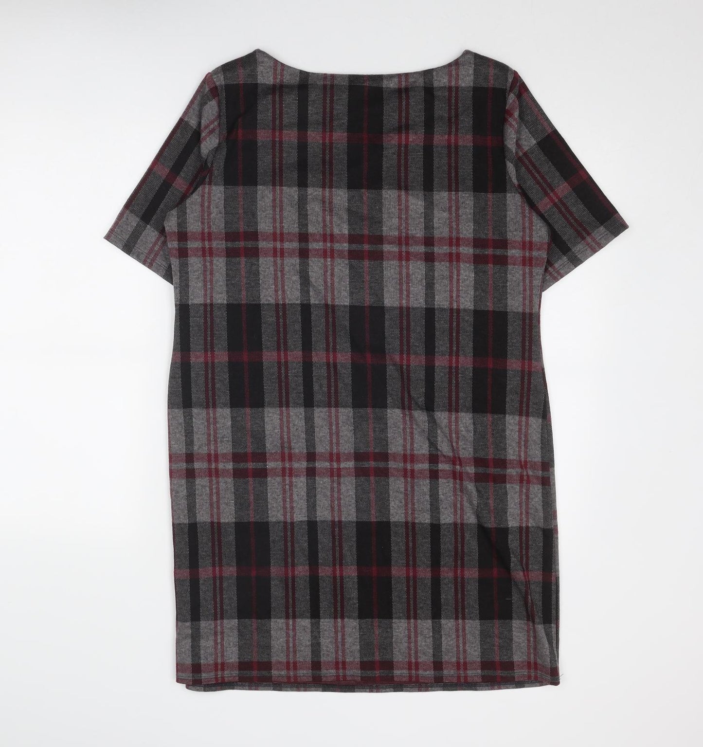 Red Herring Womens Grey Plaid Polyester Shift Size 16 Round Neck Pullover